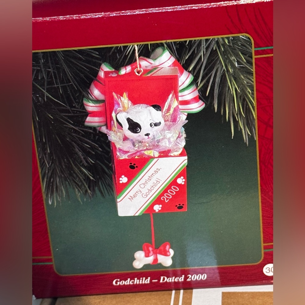 Carlton Cards Heirloom Collection Godchild Dog Christmas Ornament in Orig Box